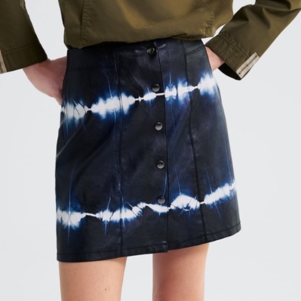 NWT Zara Tie Dye Faux Leather Mini Vegan Skirt S